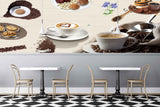 Avikalp MWZ3057 Coffee Beans Biscuits Purple Flowers HD Wallpaper for Cafe Restaurant