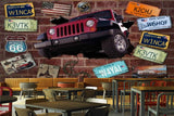Avikalp MWZ3058 Red Car Number Plates HD Wallpaper for Cafe Restaurant