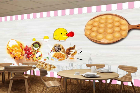 Avikalp MWZ3061 Chicks Eggs Food HD Wallpaper for Cafe Restaurant