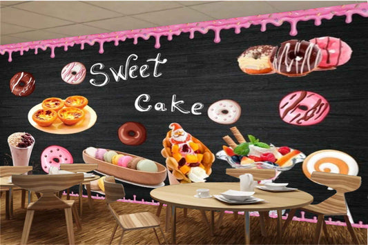 Avikalp MWZ3066 Sweets Caks Lollipops drinks Candies HD Wallpaper for Cafe Restaurant