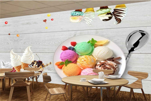 Avikalp MWZ3067 Scoops Ice Creams Spoon Candies HD Wallpaper for Cafe Restaurant