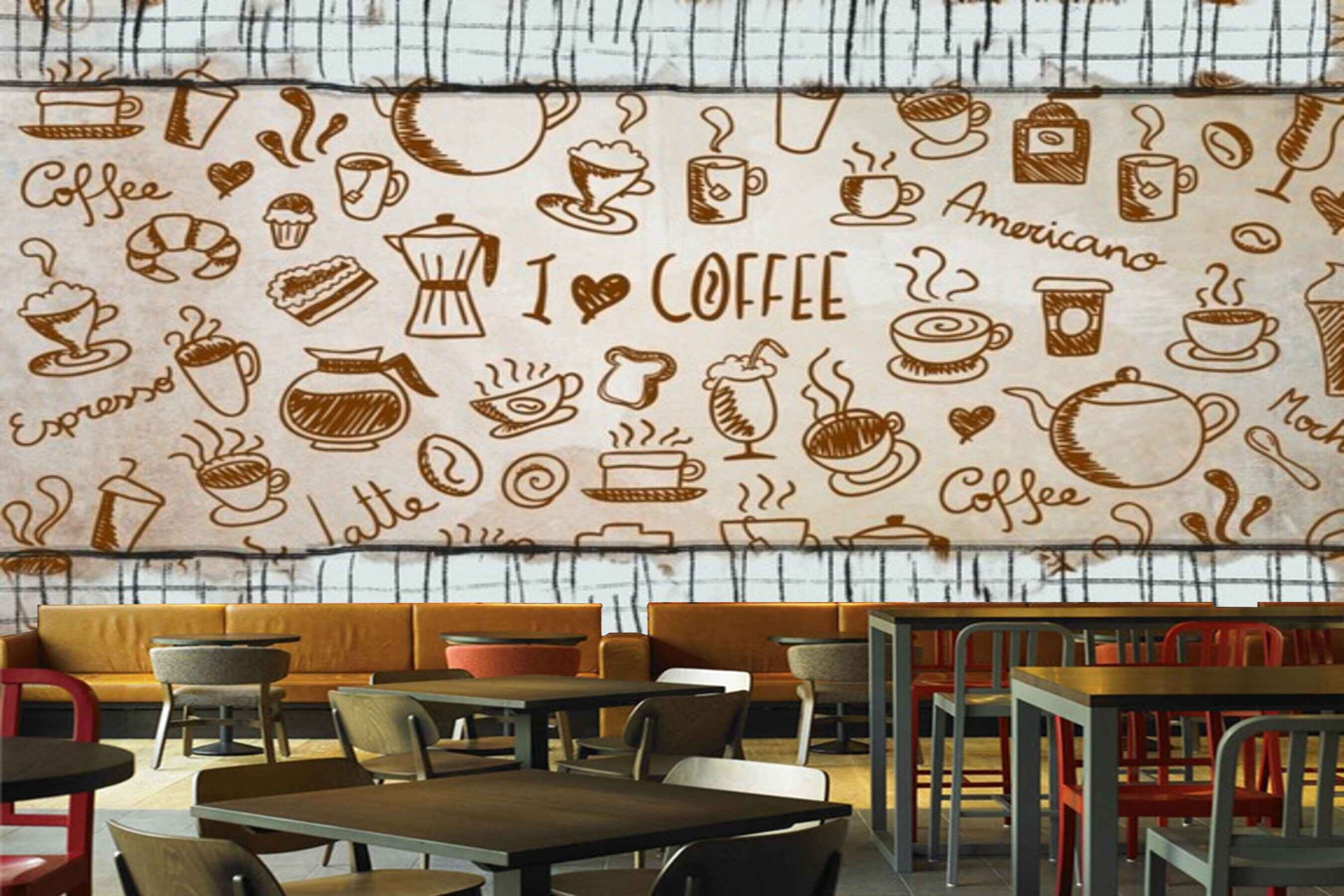Avikalp MWZ3070 Coffee Americano Espresso Lattee Mocha HD Wallpaper for Cafe Restaurant