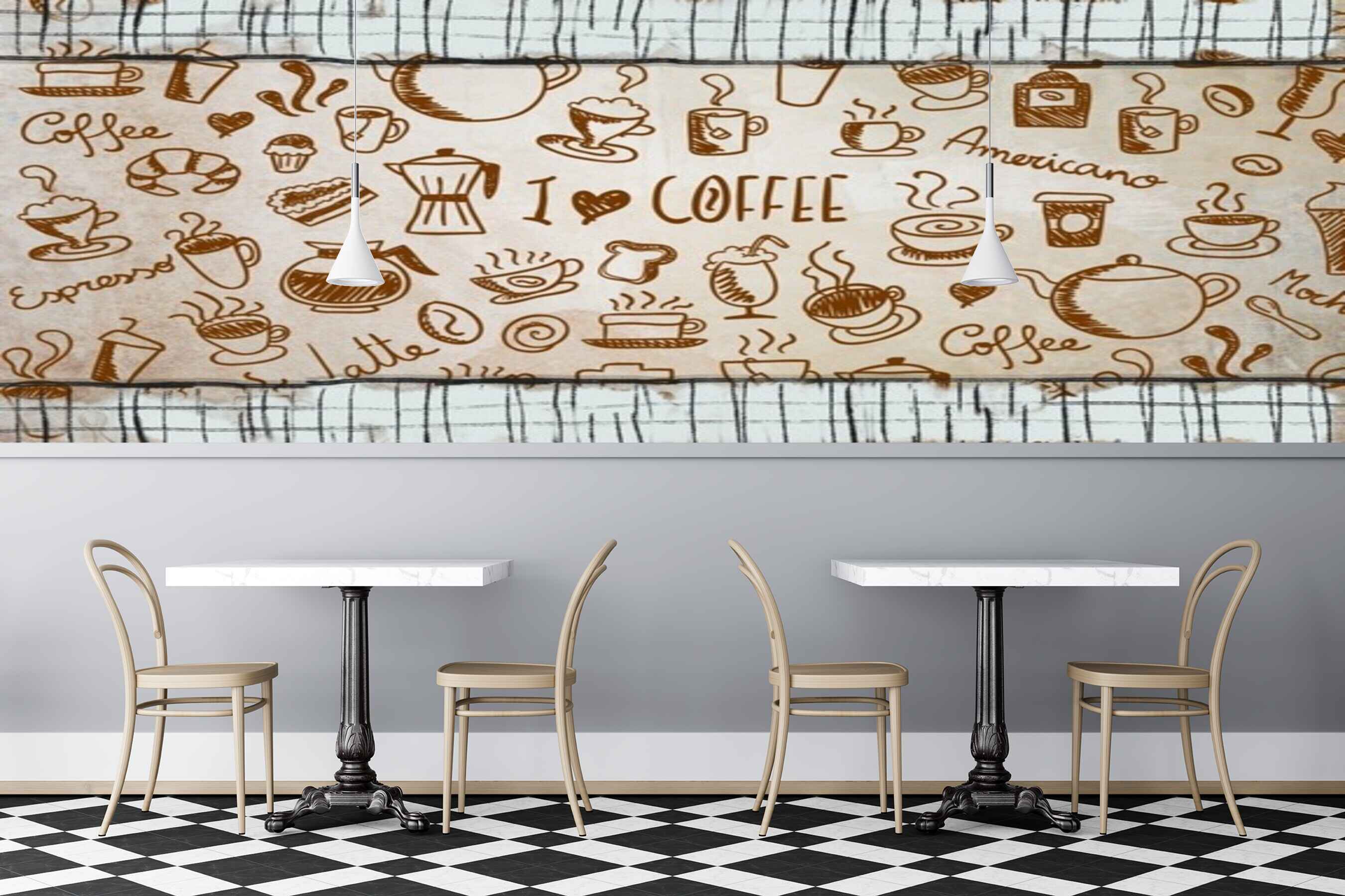 Avikalp MWZ3070 Coffee Americano Espresso Lattee Mocha HD Wallpaper for Cafe Restaurant