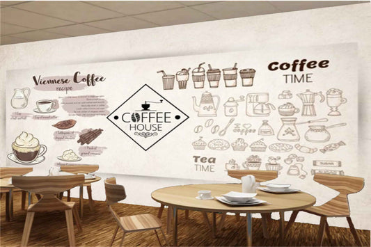 Avikalp MWZ3073 Viennese Coffee Tea Time HD Wallpaper for Cafe Restaurant