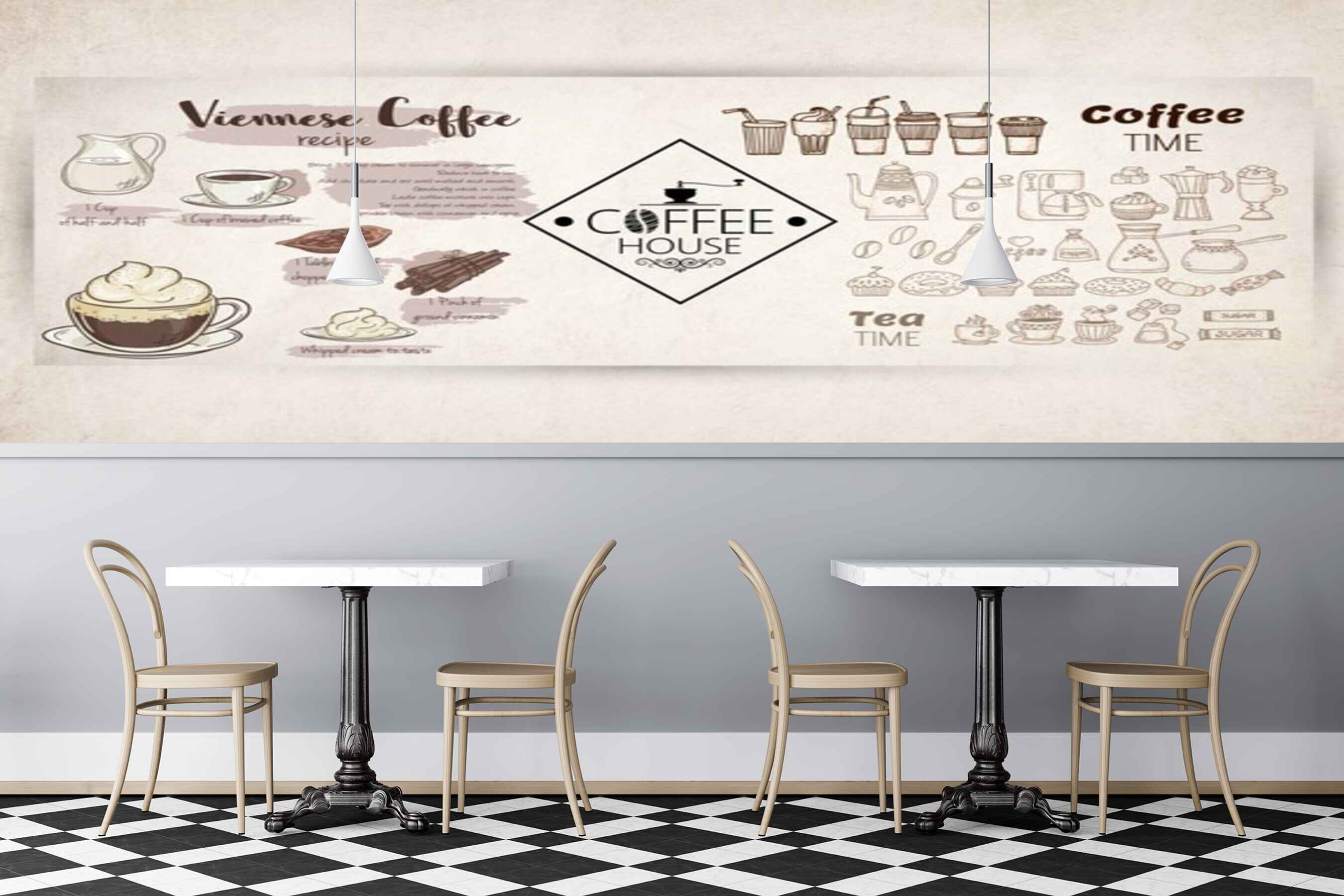 Avikalp MWZ3073 Viennese Coffee Tea Time HD Wallpaper for Cafe Restaurant