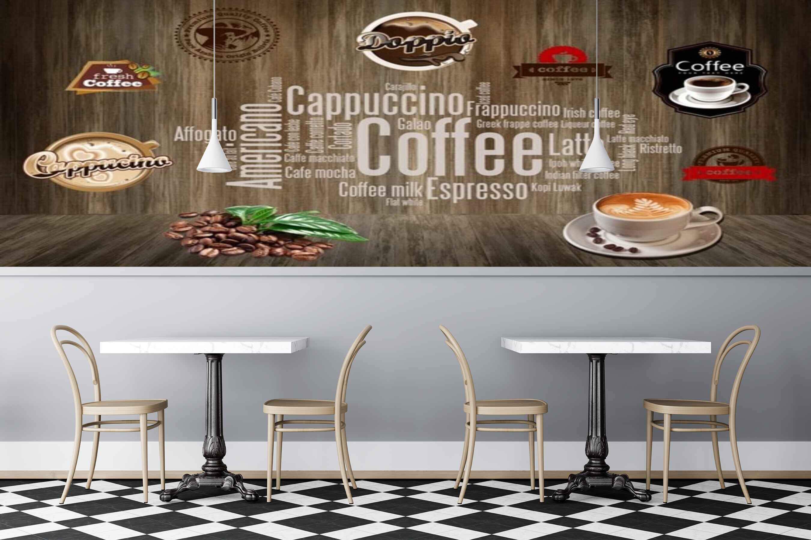 Avikalp MWZ3075 Cappuccino Coffeee Latte Beans HD Wallpaper for Cafe Restaurant