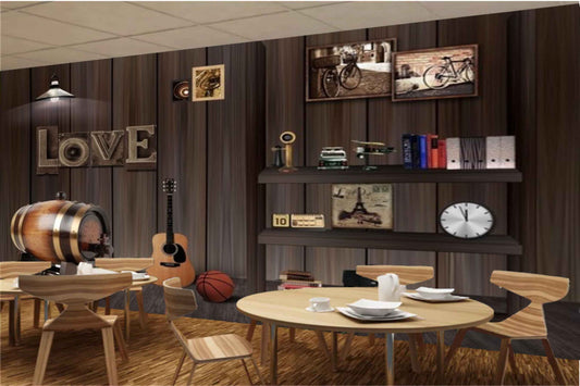 Avikalp MWZ3085 Love Musicc Instruments Guitar Ball Books Clock HD Wallpaper for Cafe Restaurant