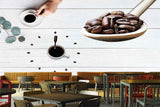 Avikalp MWZ3088 Coffee Beans Cups Leaves HD Wallpaper for Cafe Restaurant