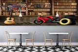 Avikalp MWZ3089 Bike Books Guitar Tyres HD Wallpaper for Cafe Restaurant