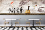 Avikalp MWZ3092 Girls Boys London Guitar HD Wallpaper for Cafe Restaurant