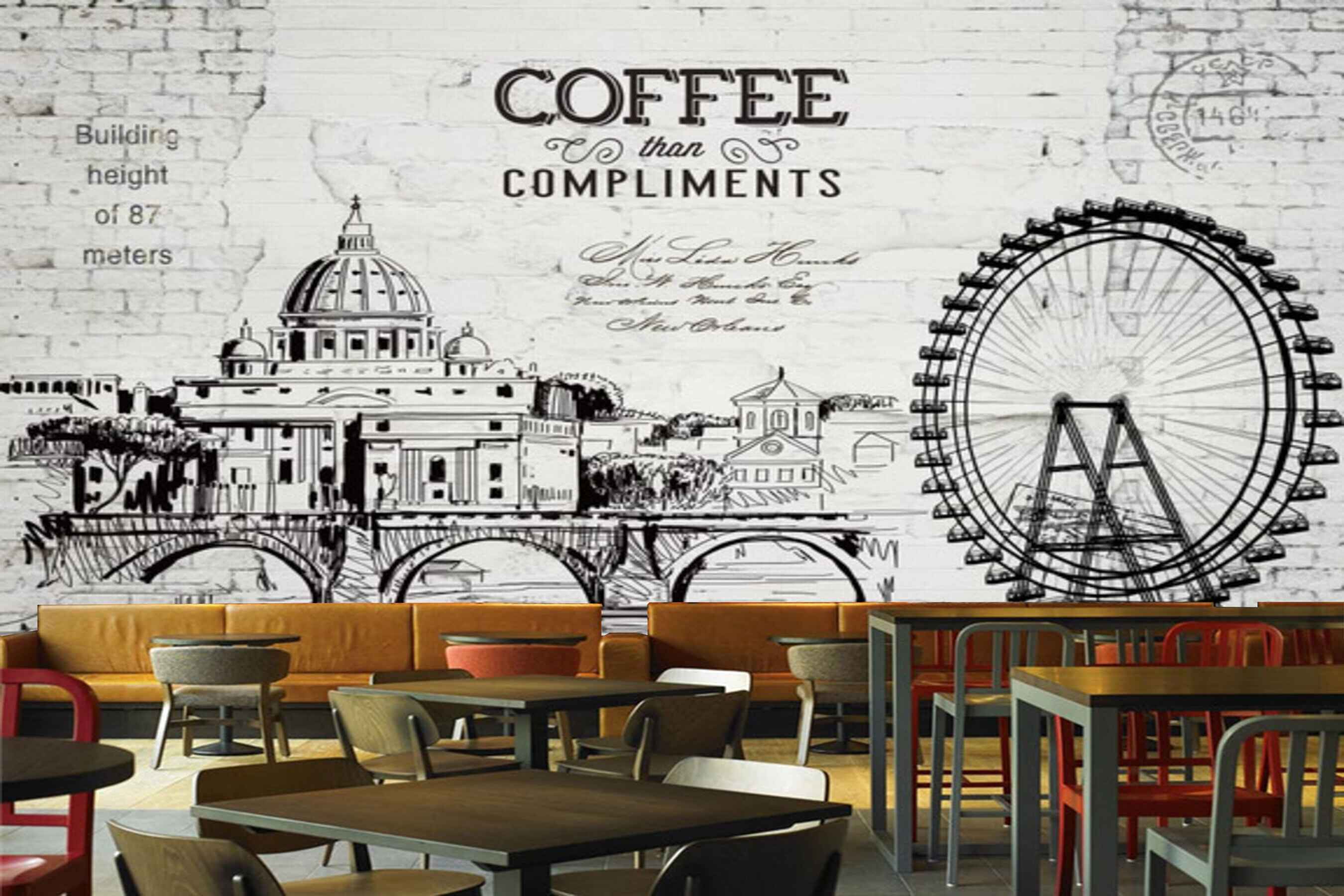 Avikalp MWZ3099 Coffee Monument Culvert Wheel HD Wallpaper for Cafe Restaurant