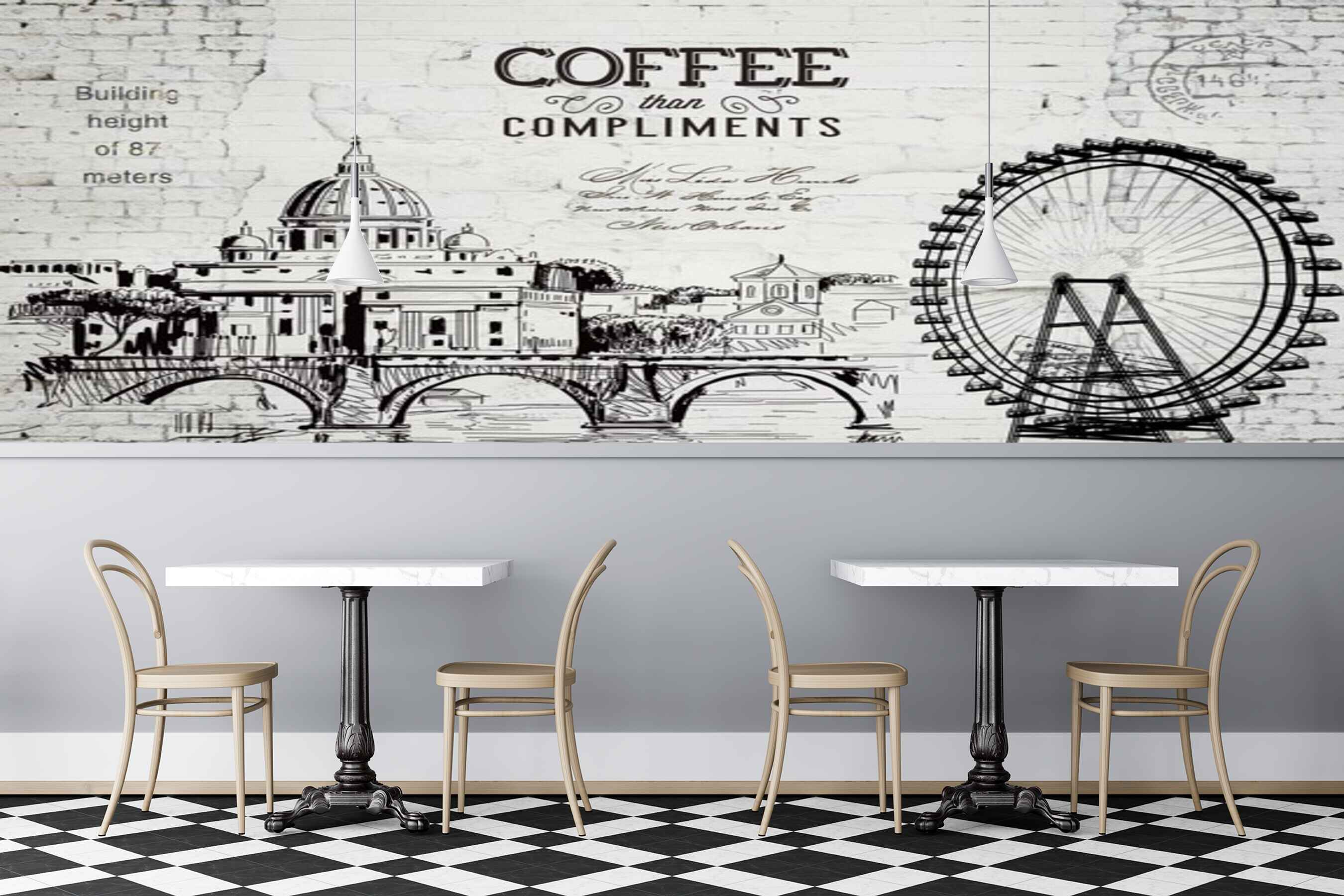 Avikalp MWZ3099 Coffee Monument Culvert Wheel HD Wallpaper for Cafe Restaurant