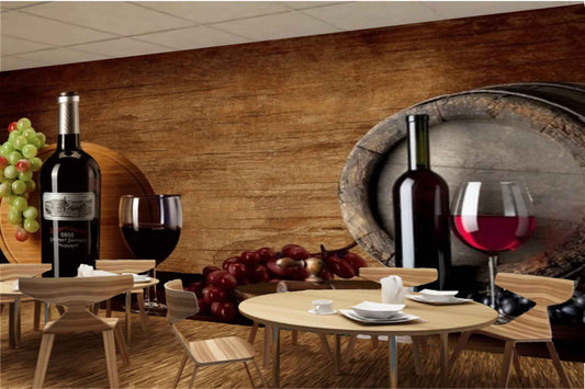 Avikalp MWZ3102 Grapes Wine Bottles Glasses HD Wallpaper for Cafe Restaurant