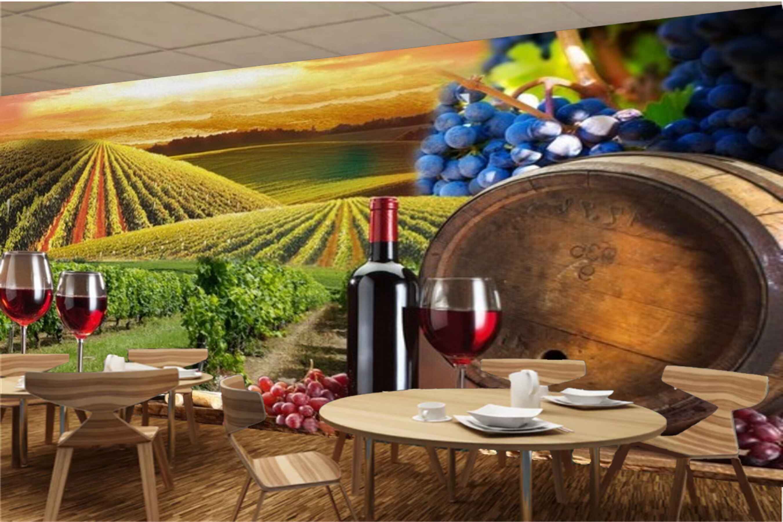 Avikalp MWZ3104 grape Wine Farm Glasses Bottle HD Wallpaper for Cafe Restaurant