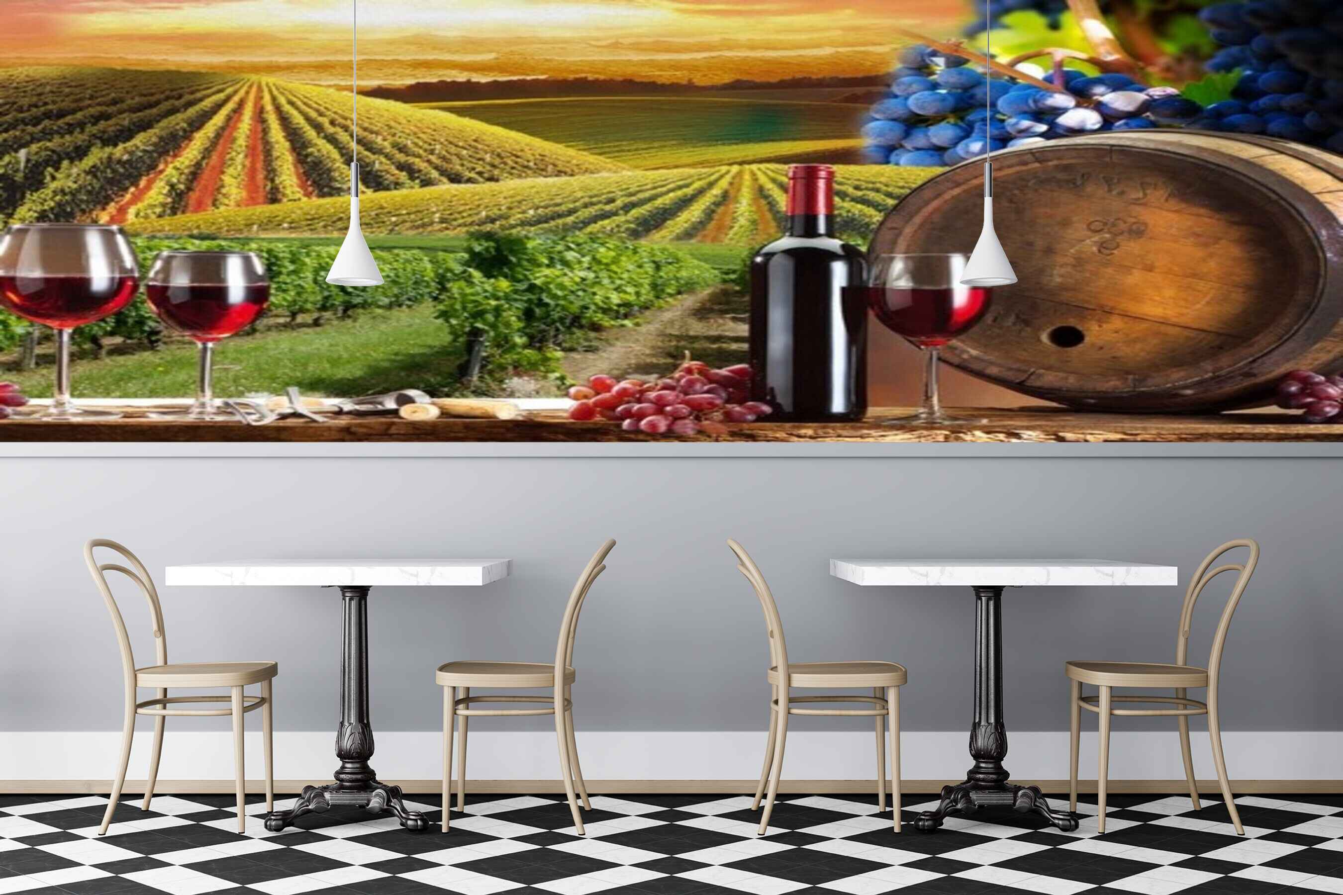 Avikalp MWZ3104 grape Wine Farm Glasses Bottle HD Wallpaper for Cafe Restaurant