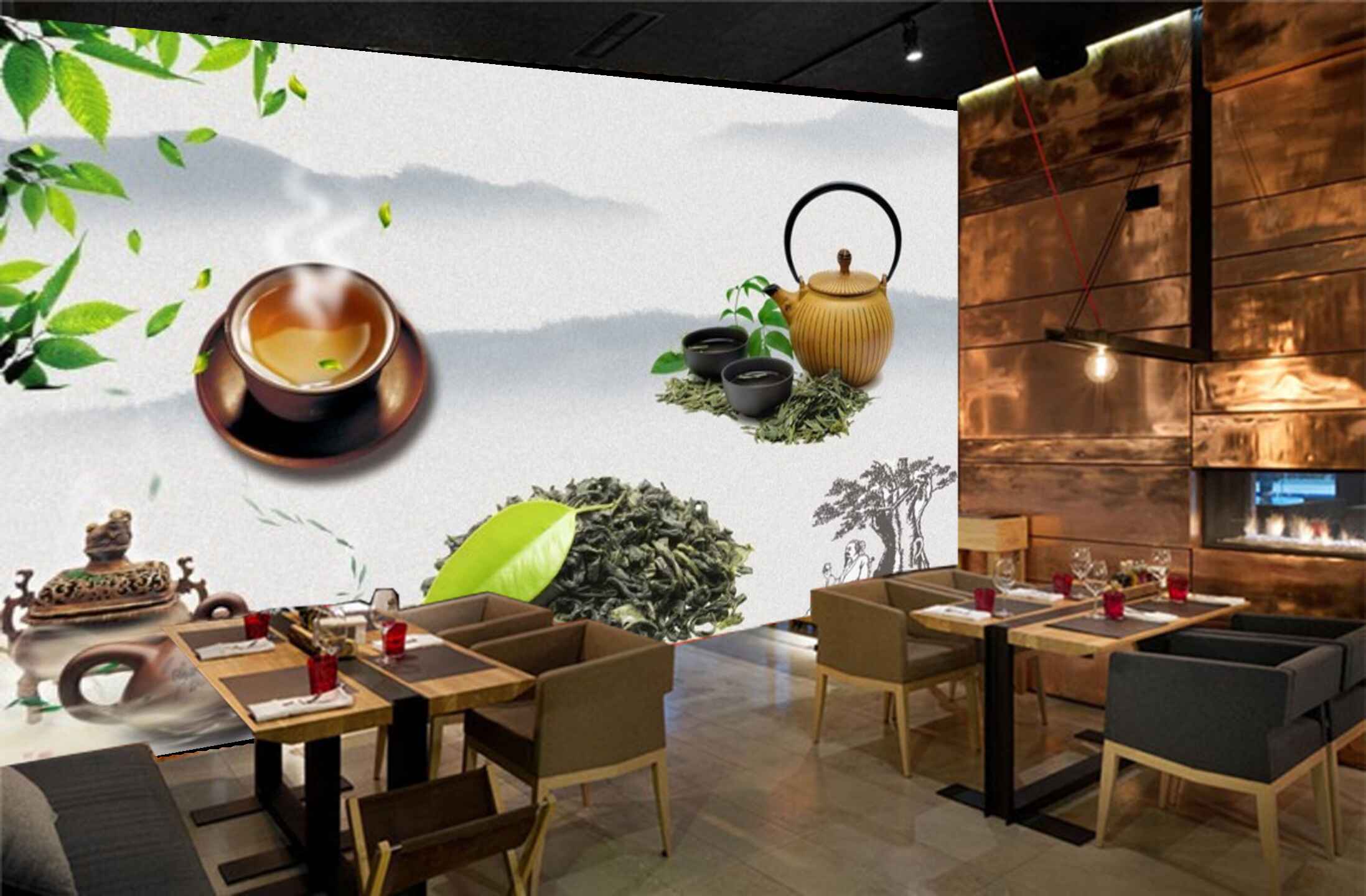 Avikalp MWZ3107 Coffeee Tea Leaves Mug Cups HD Wallpaper for Cafe Restaurant