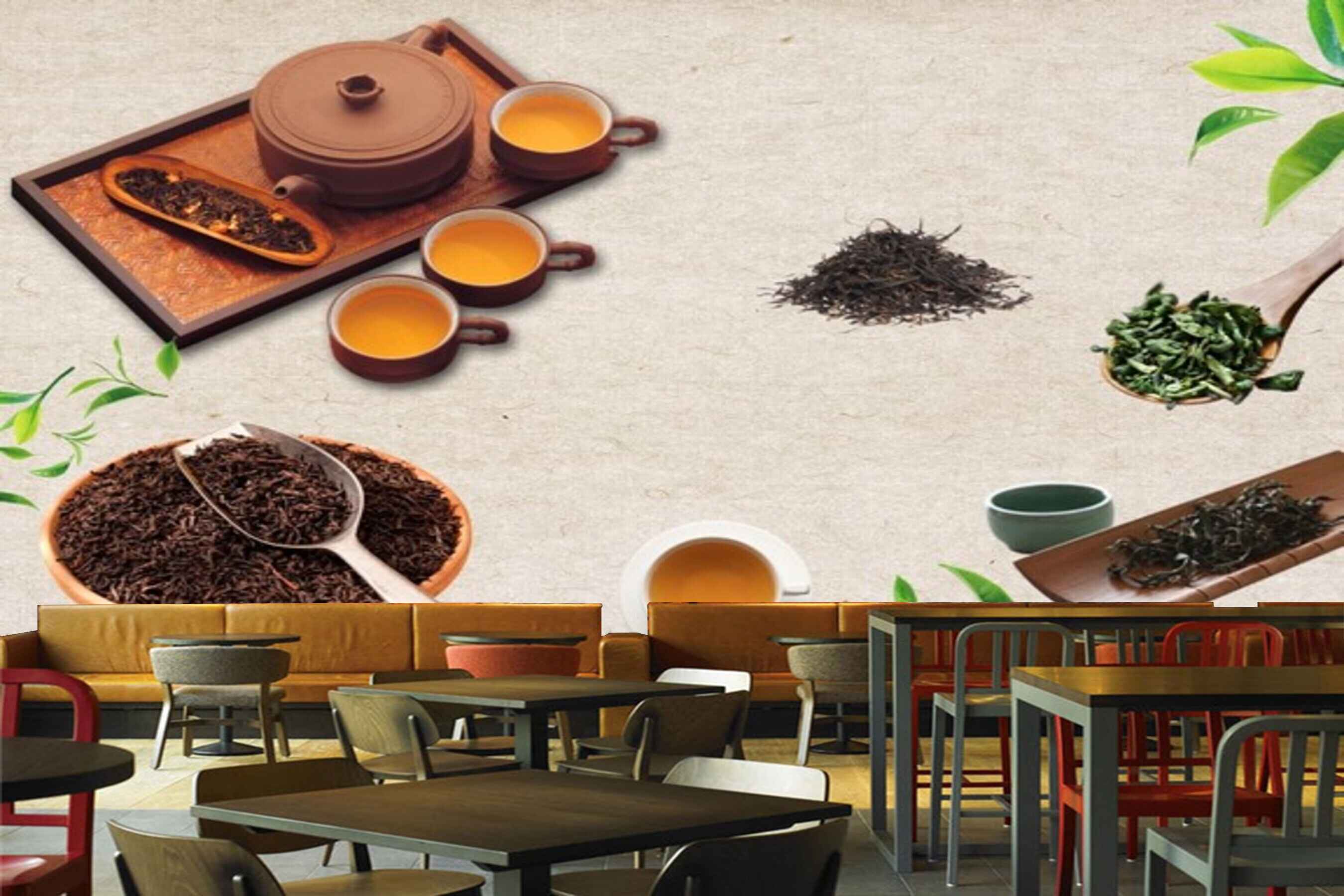 Avikalp MWZ3108 Tea Leaves Cups Mug HD Wallpaper for Cafe Restaurant