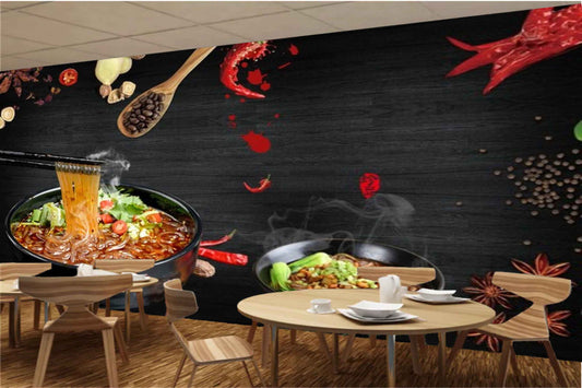 Avikalp MWZ3114 Noodles Sticks Mirchi Spices Soup HD Wallpaper for Cafe Restaurant