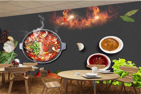 Avikalp MWZ3115 Spices Herbs Sauces Meat Dish HD Wallpaper for Cafe Restaurant