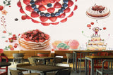 Avikalp MWZ3116 Strawberries Cake Cup Cake Flowers Leaves HD Wallpaper for Cafe Restaurant