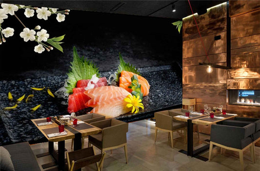 Avikalp MWZ3119 Meat Flowers Leaves HD Wallpaper for Cafe Restaurant