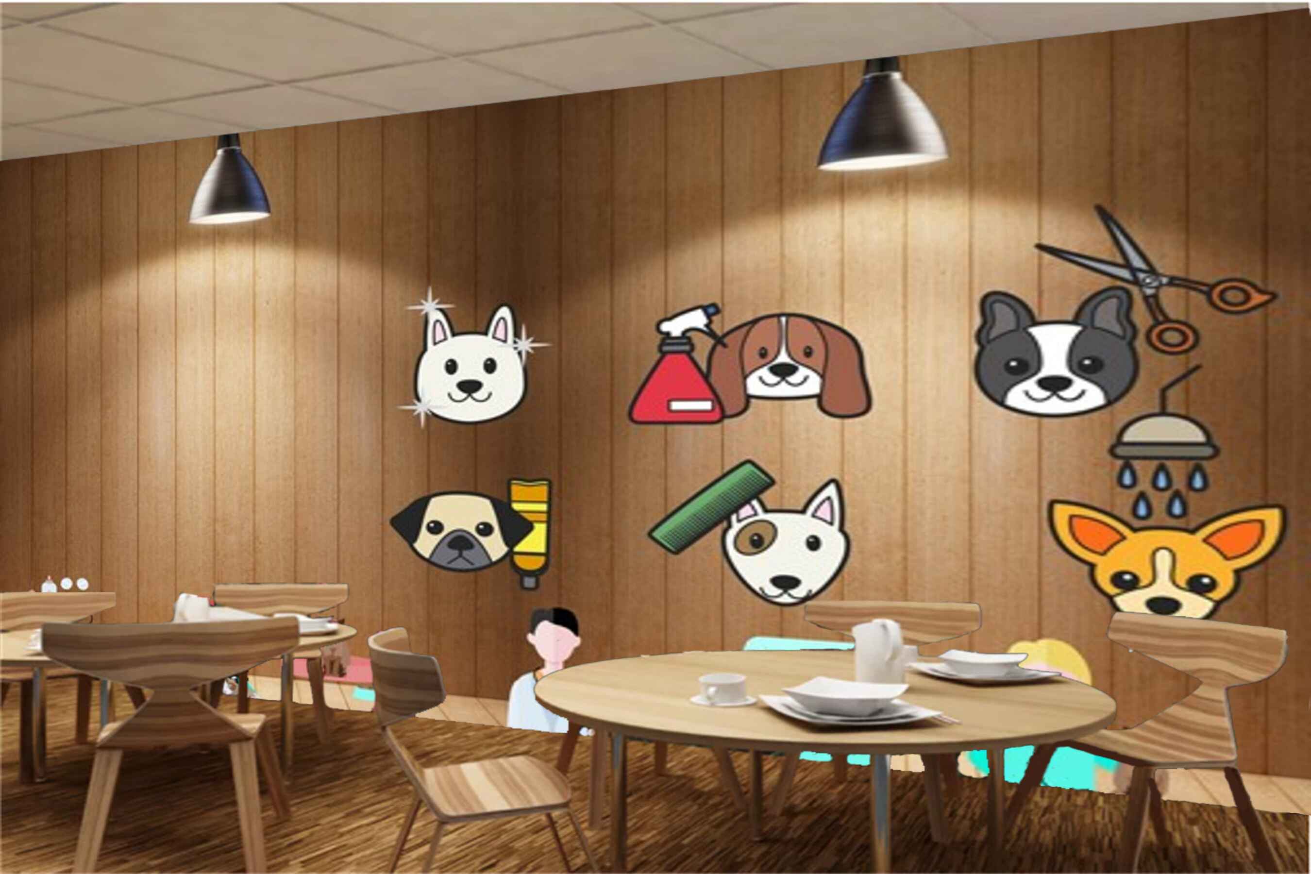 Avikalp MWZ3120 Animal Faces Lamps Pets Lovers HD Wallpaper for Cafe Restaurant