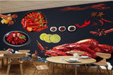 Avikalp MWZ3122 Meat Prawns Spices Lemons HD Wallpaper for Cafe Restaurant