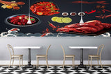 Avikalp MWZ3122 Meat Prawns Spices Lemons HD Wallpaper for Cafe Restaurant