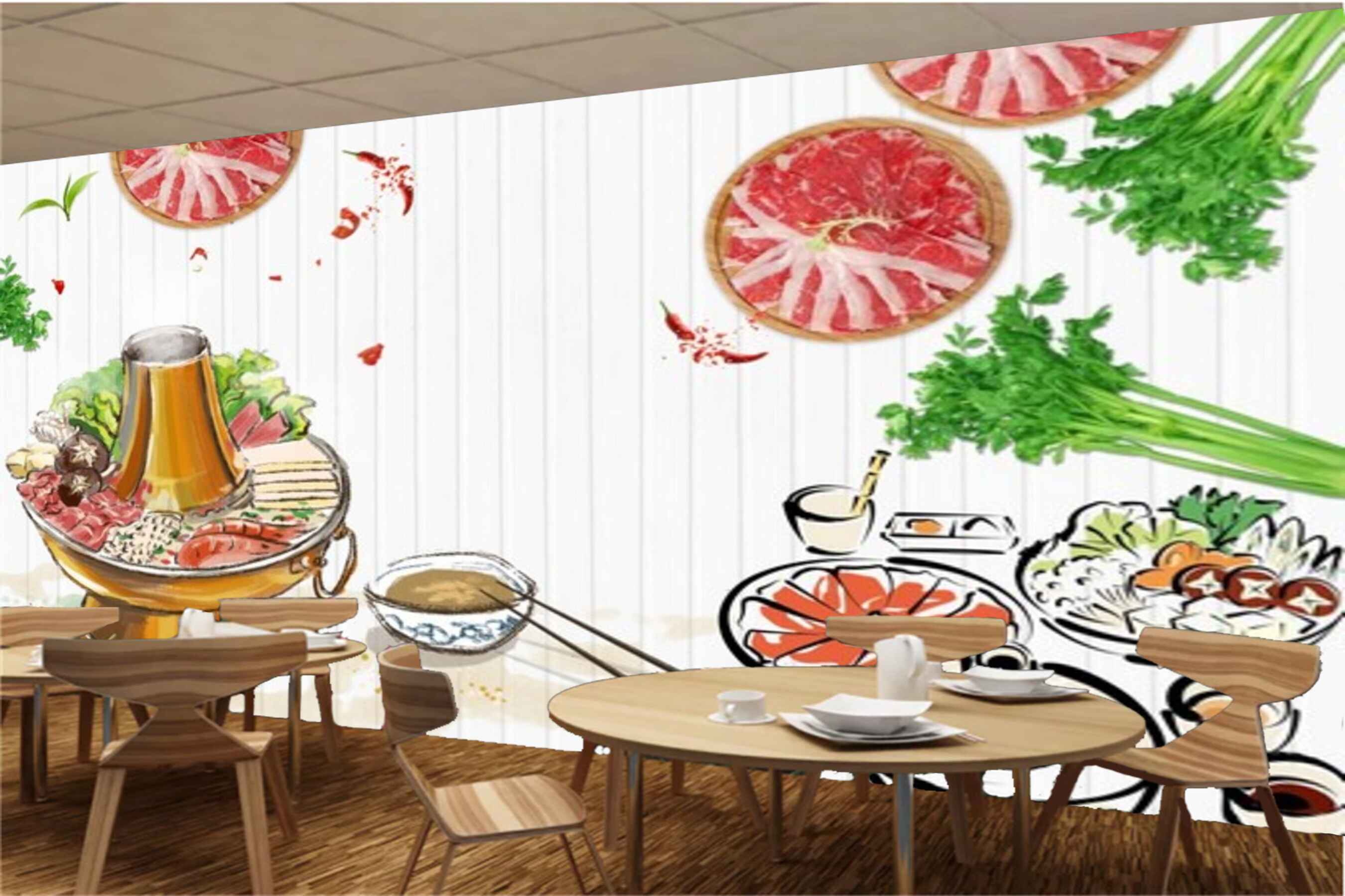 Avikalp MWZ3124 salads Herbs Soups HD Wallpaper for Cafe Restaurant