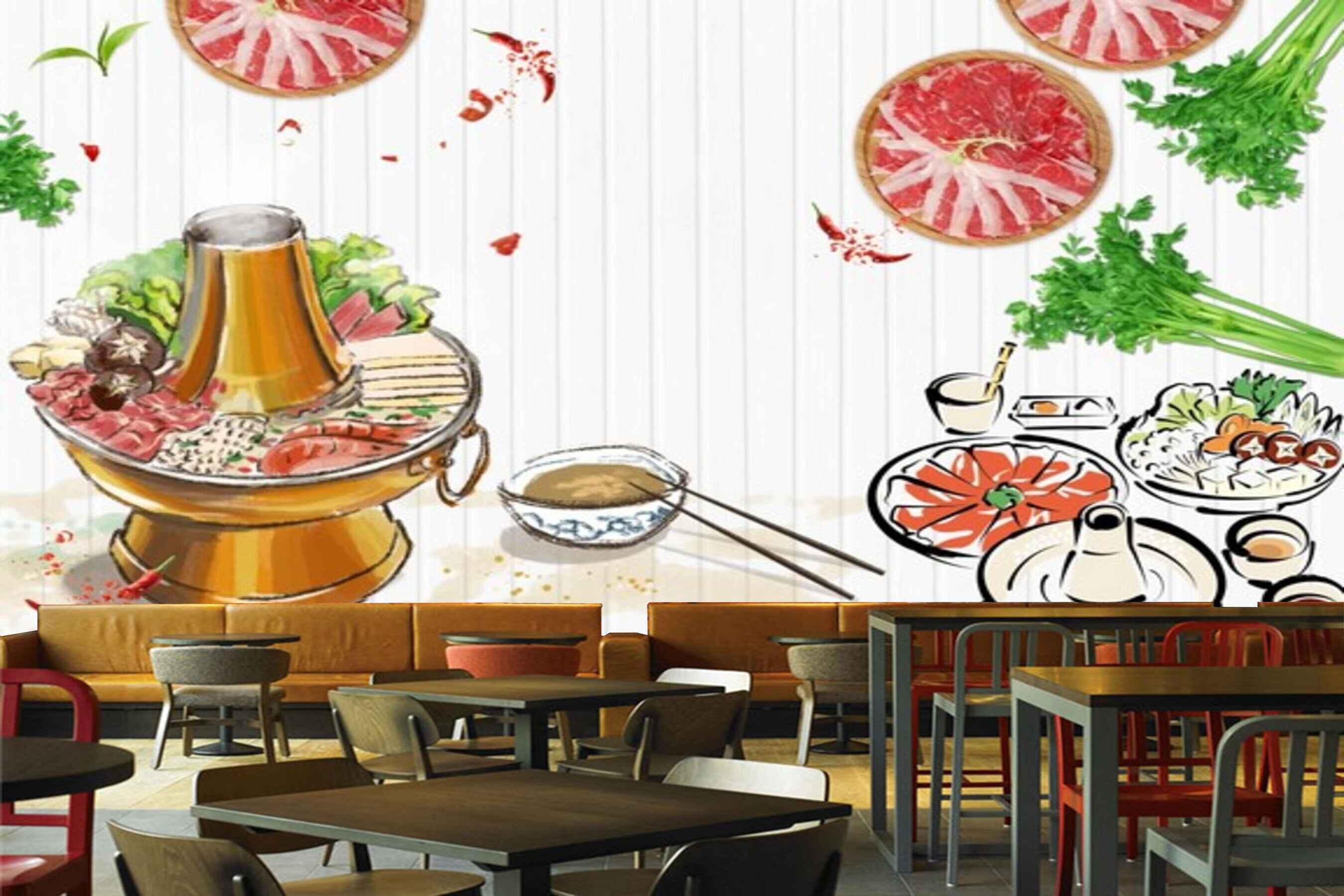 Avikalp MWZ3124 salads Herbs Soups HD Wallpaper for Cafe Restaurant