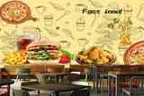 Avikalp MWZ3125 Pizzas Burger Chicken Legs French Fries HD Wallpaper for Cafe Restaurant