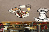 Avikalp MWZ3126 Chef Drinks Meat HD Wallpaper for Cafe Restaurant