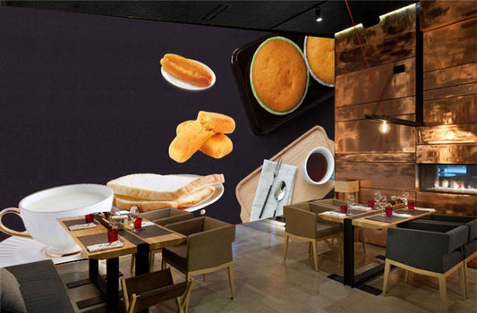 Avikalp MWZ3131 Milk Cups Tea Bread Buns HD Wallpaper for Cafe Restaurant