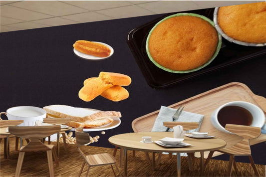Avikalp MWZ3131 Milk Cups Tea Bread Buns HD Wallpaper for Cafe Restaurant