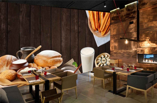 Avikalp MWZ3132 Milk Buns Breads Sugar HD Wallpaper for Cafe Restaurant