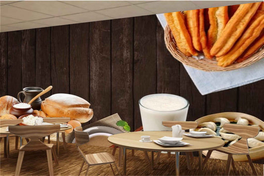 Avikalp MWZ3132 Milk Buns Breads Sugar HD Wallpaper for Cafe Restaurant