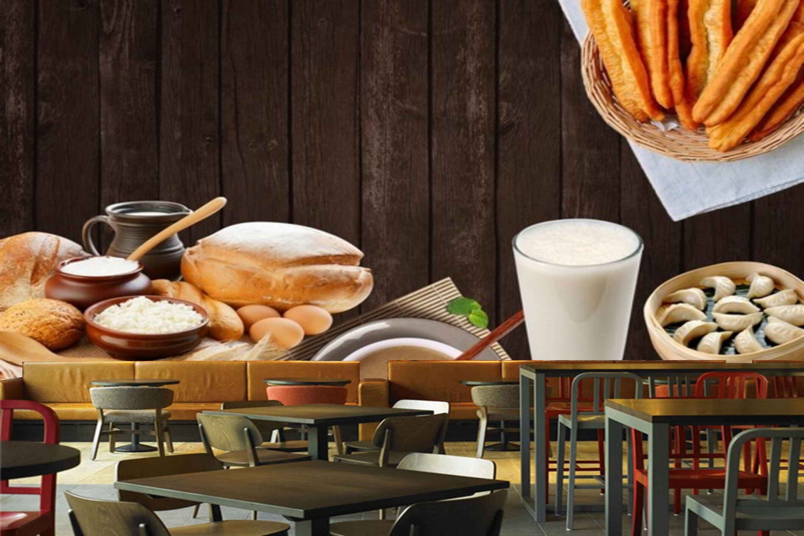 Avikalp MWZ3132 Milk Buns Breads Sugar HD Wallpaper for Cafe Restaurant
