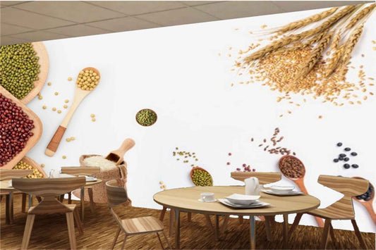 Avikalp MWZ3136 Pulses Wheat Rice Bags HD Wallpaper for Cafe Restaurant