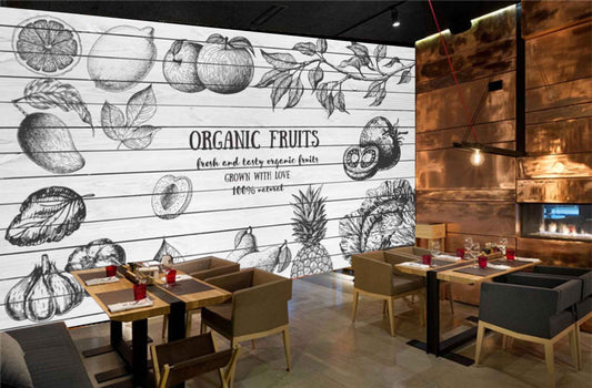 Avikalp MWZ3137 Organic Fruits Leaves Branches HD Wallpaper for Cafe Restaurant
