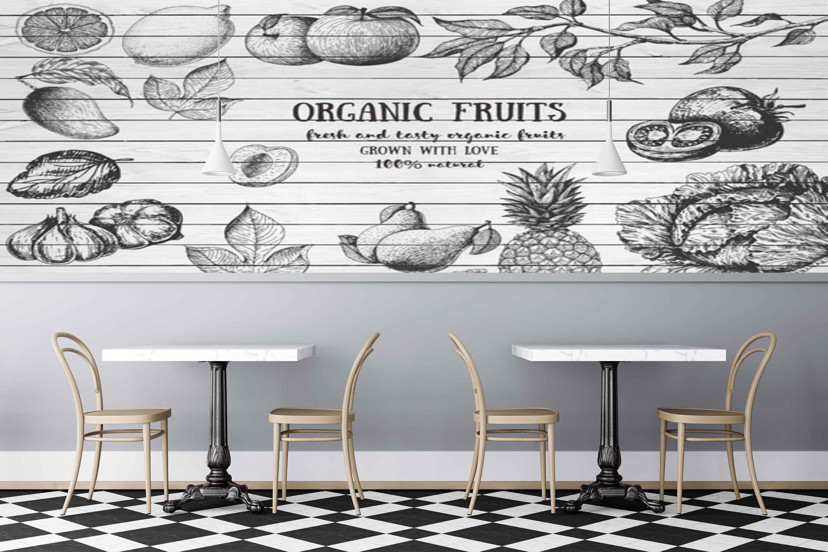Avikalp MWZ3137 Organic Fruits Leaves Branches HD Wallpaper for Cafe Restaurant