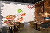 Avikalp MWZ3138 Meat Veggies Salads Pink Flowers HD Wallpaper for Cafe Restaurant