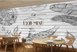 Avikalp MWZ3140 Food Menu Boat Prawns Dishes Leaves HD Wallpaper for Cafe Restaurant