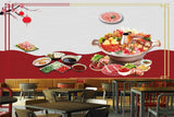 Avikalp MWZ3141 Fruits Veggies Meat Sauces Spices HD Wallpaper for Cafe Restaurant