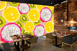 Avikalp MWZ3142 Lemon Kiwi Dragon Fruits HD Wallpaper for Cafe Restaurant