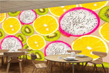 Avikalp MWZ3142 Lemon Kiwi Dragon Fruits HD Wallpaper for Cafe Restaurant