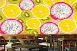 Avikalp MWZ3142 Lemon Kiwi Dragon Fruits HD Wallpaper for Cafe Restaurant