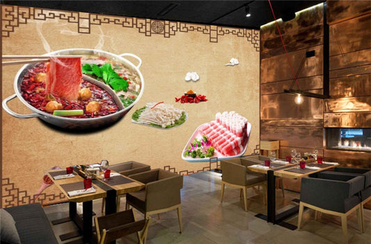 Avikalp MWZ3143 Meat Herbs Rolls Spices HD Wallpaper for Cafe Restaurant