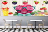 Avikalp MWZ3144 Strawberries Grapes Spectacles Drink Bananas HD Wallpaper for Cafe Restaurant