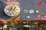 Avikalp MWZ3145 Meat Stones Flowers Wooden Board HD Wallpaper for Cafe Restaurant
