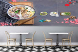 Avikalp MWZ3145 Meat Stones Flowers Wooden Board HD Wallpaper for Cafe Restaurant